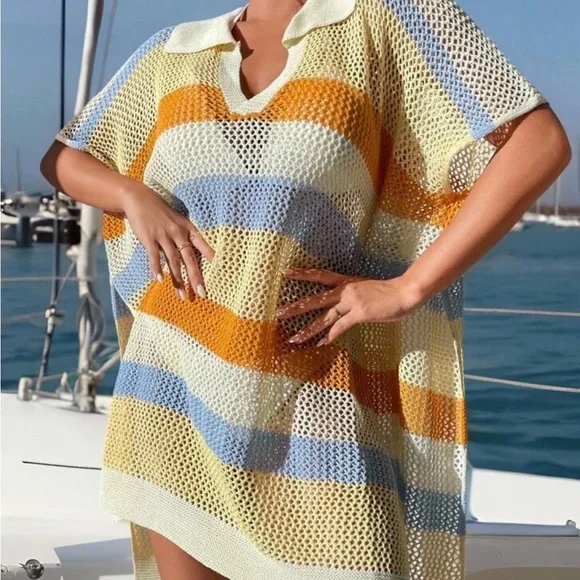 Striped Knit Cover-Up Dress - Picture 3 of 6